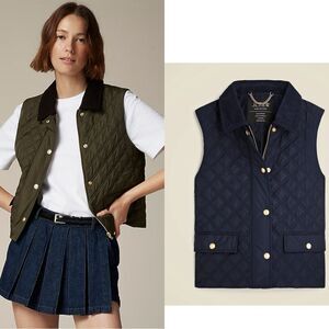 NWT J CREW Quilted Barn Vest in Dark Navy blue